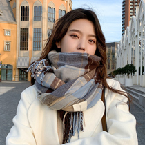 2021 scarf female winter Korean version of Joker autumn winter plaid thick student male scarf couple warm shawl tide