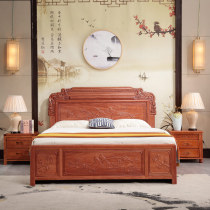 Rosewood double solid wood bed 1 8 meters nuptial bed Chinese Queen neo-classical wood master bedroom bed