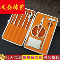 Set of crab eating pieces Large crab eating eight pliers household eight tools 304 stainless steel set peeling shuttle crab