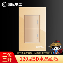 International Electrical 120 Switch Socket Wall Panel Double Open Double 2 Bit 2 Open Gold Small Box Two Open Double Control