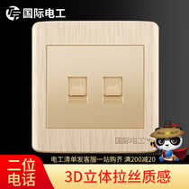 (Dual Phone) International Electrician Type 86 Wall Switch Socket Panel Home Pull Gold Two-digit Phone Socket