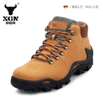 XGN little bull men hiking shoes high-top outdoor leather waterproof non-slip wear-resistant hiking boots men