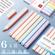 Powerful highlighter fluorescent marker pen students use marker pen color to draw key account account special pen multi-color Morandi light color system high-value fluorescent color pen to take notes ins Japanese system