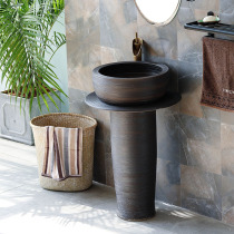 Washing basin vertical column washbasin ceramic industrial wind household toilet outdoor integrated floor-standing creative column Basin