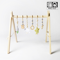 Baby sports gym rack newborn gift ins Wind baby lying play toy rattle wooden shelf