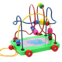 Small ring beads cartoon elephant intelligence trailer beaded baby wooden childrens early education educational toy