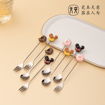 Donut coffee spoon Mixing spoon Fruit fork Dessert fork spoon Cute stainless steel small spoon Korean ins wind