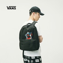 Vans official black fun pattern mens and womens couple backpack backpack artist cooperation