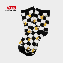 Vans Fans official black and white checkerboard small bee printing sports leisure womens stockings