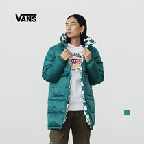 Vans official black two-sided wear checkerboard men and womens couple winter warm down jacket jacket