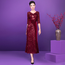 2021 summer high-end wedding mother evening dress noble temperament young mother-in-law wedding banquet dress