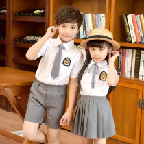 2021 summer school uniform Childrens suit mens and womens short-sleeved shirts Korean version of primary and secondary school class clothes kindergarten garden clothes