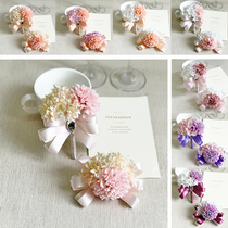 Meng grass ball series wristlet flower corsage bride bridesmaid hand flower wedding dance photography simulation flower Pink