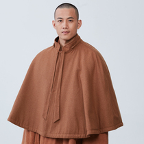 Ciyuan cloak winter meditation double-sided two-color monks dress with hat cape autumn and winter warmth mens and womens Guanyin bucket