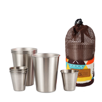 Outdoor Cup Camping 304 Stainless Steel Travel 8 Pieces Water Cup Picnic Beer Cup Coffee Cold Drinking Cup 350ml