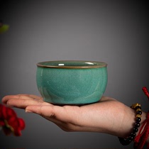Celadon master cup Handmade iron tire teacup Ceramic tea cup Single cup Kung Fu tea set Master handmade tea cup