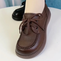 In the spring of 2023 manually sewing leather womens shoes soft soles retro - sole single shoes head cow leather and casual leather shoes