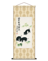 Hung like decoration painting 12 zodiac zodiac grass river pig rich and expensive painting scroll hanging paintings copy Qi Bai Shi Jiayu