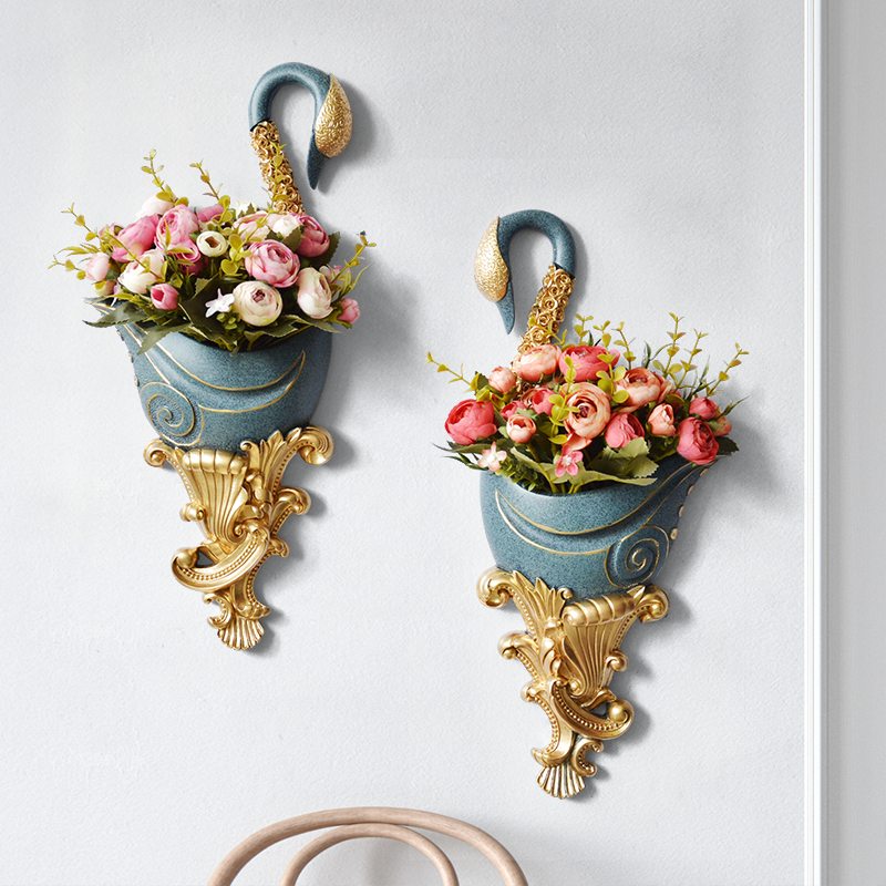 [$58.28] Simple European Swan Wall Decoration Vase Flower Frame