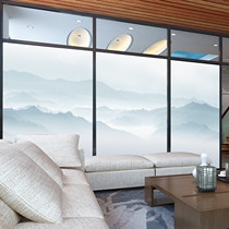 Glass sticker sliding door window frosted Chinese wind transparent opaque shading glue free bathroom anti-peep film