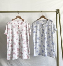 Original Summer Womens Short-sleeved Top Floral Simple Loose and Plus-Size Soft and Breathable