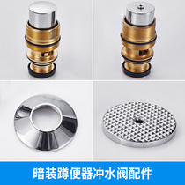 All copper concealed foot valve spool squatting toilet flush valve decorative cover hand press type stool Flushing Device Accessories