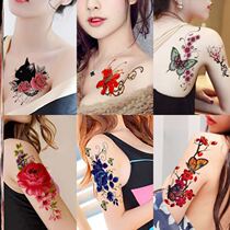 Waterproof women's tattoo stickers lasting sexy chest arm kitten lotus peony abdomen scar simulation tattoo