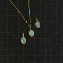 18K gold natural Europoise pendant agete necklace woman Australian lightning Ridge gold jewel lock bone chain Australian treasure opal