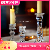 French Nordic Vintage Crystal Candlestick Glass Romantic Candlelight Dinner Wedding Shooting Props INS Style