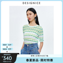 Mall Tongan di Synes 2022 Summer new fashion Casual Flower Color Round Collar Color Knit Short Sleeves Lady