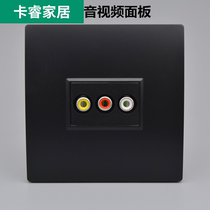 Black one welding free AV port audio-video socket 86 type screw pressure line red white yellow triple hole lotus head face plate