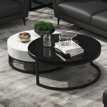 Modern minimalist coffee table TV cabinet creative multifunctional round tea table small apartment living room with black and white combination