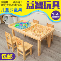 Puzzle solid wood sand table Childrens game table Space play sand table Building blocks multi-functional childrens toy table Early education table