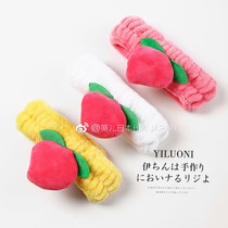 Aoi Er Japanese GP net red cute three-dimensional peach hair band coral velvet elastic face hair band woman