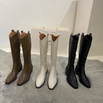 ITSK Martin boots female British wind pointed thick heel high tube long tube Western cowboy boots