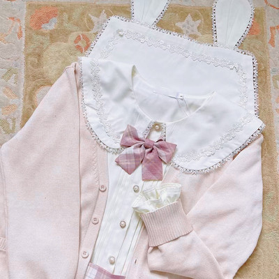 taobao agent Auspicious Rabbit Lolita Lolita with wild Lolita chiffon long -sleeved shirt sailor JK (spot)
