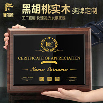High-grade solid wood authorized brand custom brand dealer crystal honor plaque trophy letter of appointment certificate medal custom made