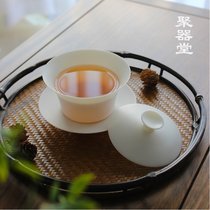 Poly ware Goat Fat Jade White Porcelain Vegetarian Burnt Ceramic Thin Tire Cover Bowl Single Not Bronzed bone Porcelain Three-only cover bowl Large number