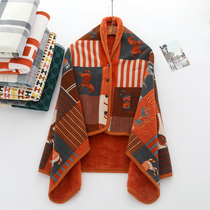 Exit Japan Multifunction Cover Blanket Plus Suede Warm Office Shawl Cover Leg Blanket Shake Grain Suede Nap Blanket