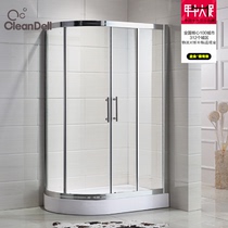 Customized shower room Arc fan holistic bathroom with bottom basin partition glass door bath room bath screen