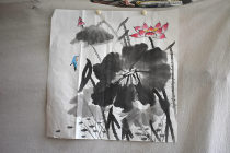 The Beauty Chic Painting Institute Four Feet Hopper 0 7 * 0 7 m Pure hand painted flowers bird country Calligraphy Painting Lotus Pond Clear Fun