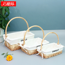 Removable and washable rattan storage basket portable basket bamboo basket portable fruit basket bamboo portable basket storage basket small basket