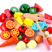 Magnetic cutting fruit toy Childrens vegetable cutting music Baby boy girl over the house wooden cutting set