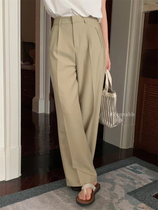 VEGETABLE Vegetable Home High Waist Western Pants Woman Apricots Color Broadlegged Pants Small Covety Loose Western Pants