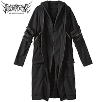 Decadent element dark goth punk jacket slim personality wear trench coat Japanese Yamamoto robe hooded coat