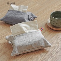 Japanese style simple tissue cover home living room homestay cotton linen fabric drawing box car creative storage bag ins ins