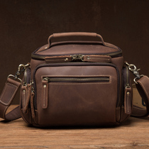 Crazy Horse Leather Hand bag Briefcase Business Bag Head Layer Cowhide Bucket Vintage Single Shoulder shoulder bag Camera Bag