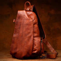 Slow time Everbright capacity mens chest bag retro headlining Bull Leather Single Shoulder Inclined Satchel Casual Personality Genuine Leather Men Bag