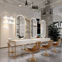 European hairdressing mirror table barber shop mirror hair salon mirror single double four-sided mirror special hair cutting mirror