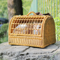 CatsCity handmade rattan cat four seasons universal out bag basket portable oblique cross breathable cat bag Cat nest
